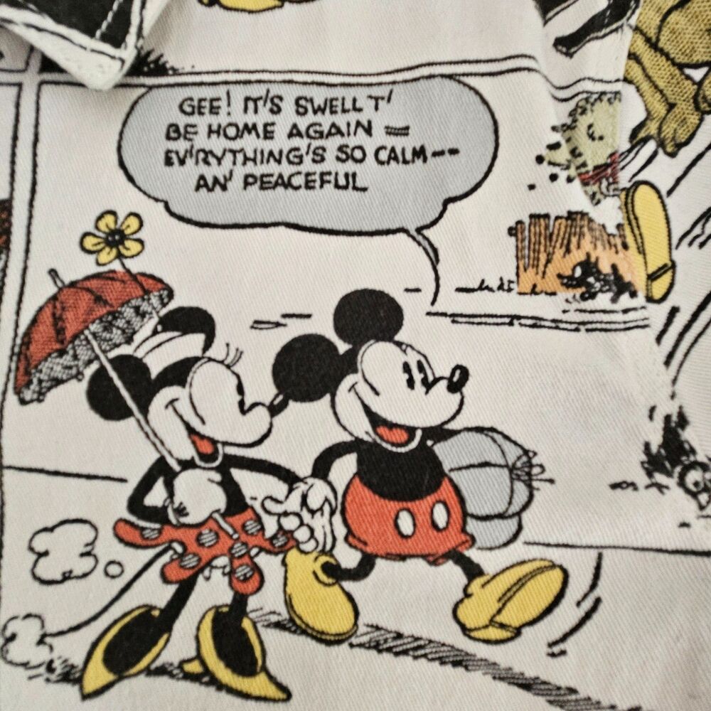 Disney Our Universe Denim Jacket Sz S All Over Print Comic Mickey Minnie Mouse - Picture 15 of 16